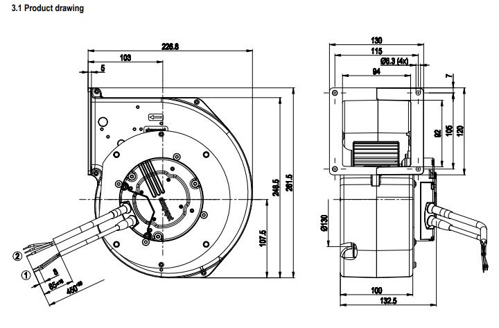 EBM-Papst G3G160-AC50-01 Blower, Centrifugal, 230VAC, 227x 262mm ...