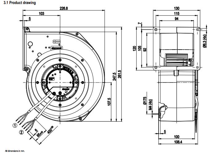 EBM-Papst G3G160-CU09-11 Centrifugal Fan 230V 200V To 240V 170W 2100RPM ...