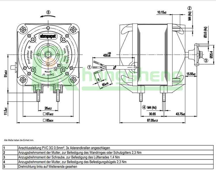 EBMPapst M4Q045EA0101 AC, DC & Servo Motors AC Motor, 230VAC, 50