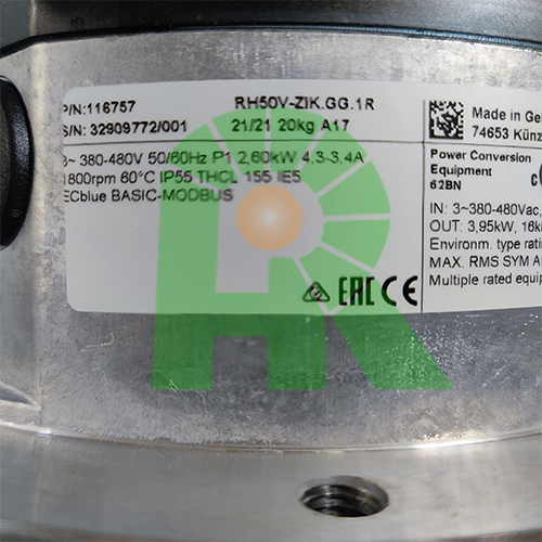 Ziehl-abegg RH50V-ZIK.GG.1R RH50V-ZIK.DG.VR RH50V-ZIK.GL.VR 380V 2600W 50/60Hz 1800RPM 4.3A IP54 Spindle Motor Centrifugal Fan