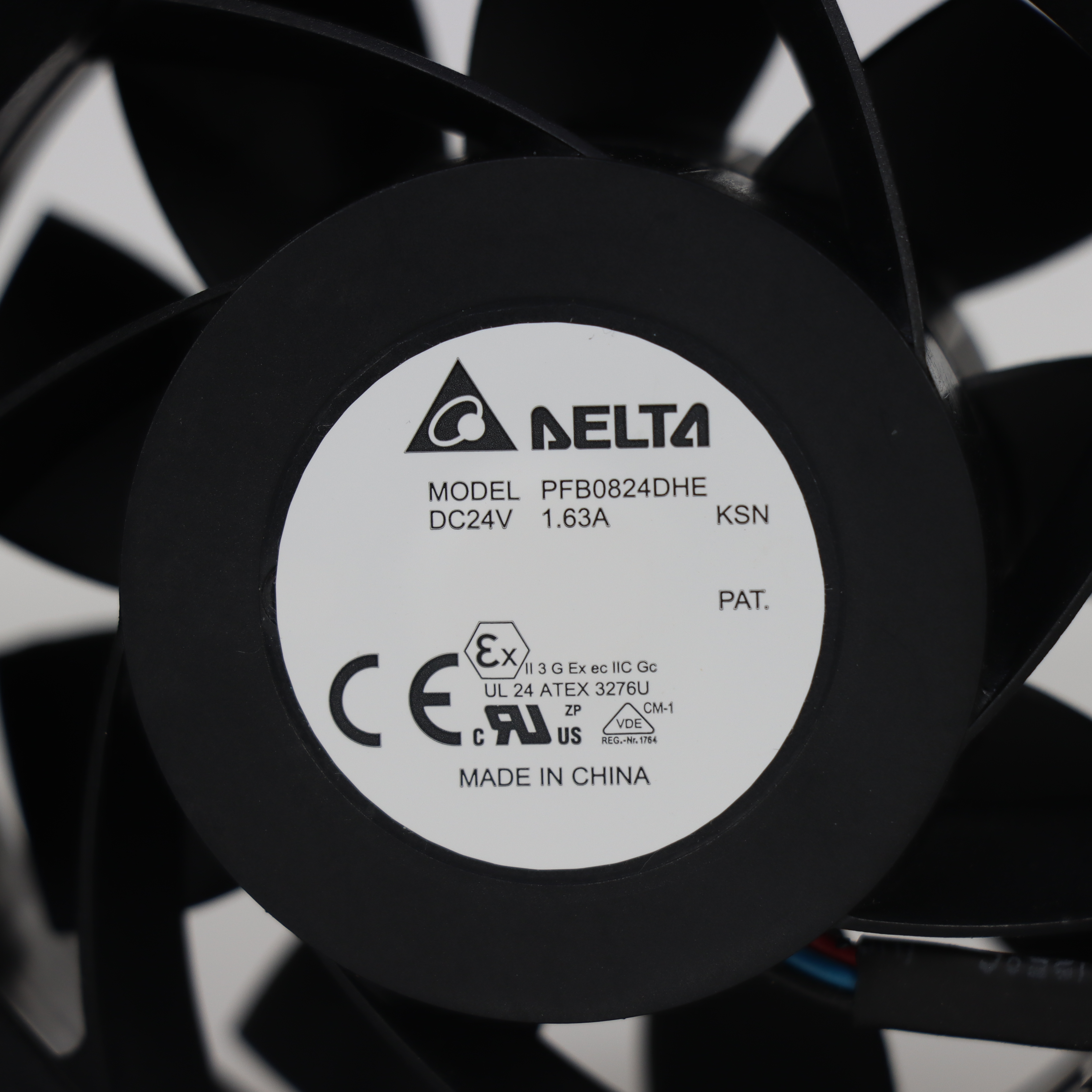 Delta PFB0824DHE nameplate real-life photo