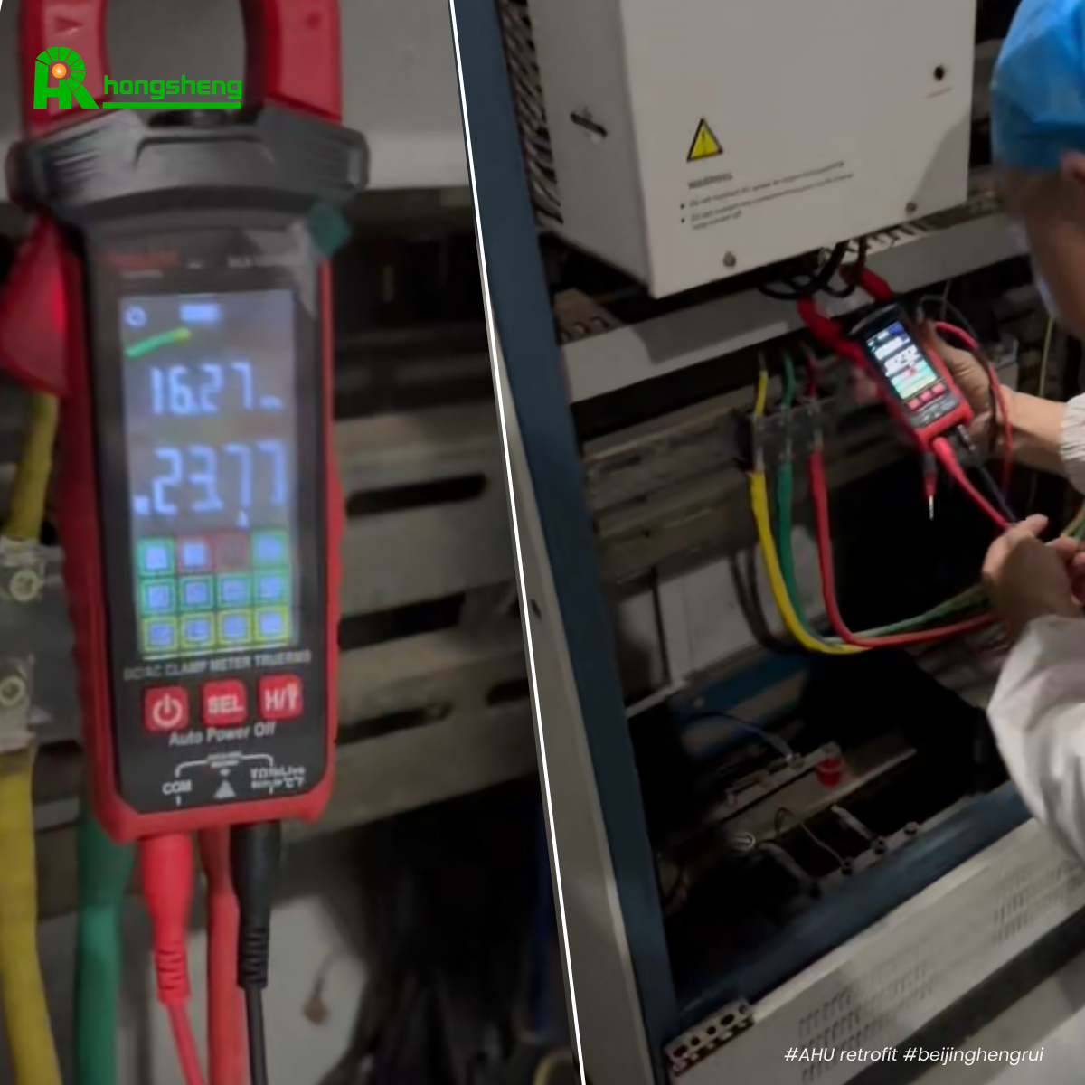 Engineer inspecting AHU system