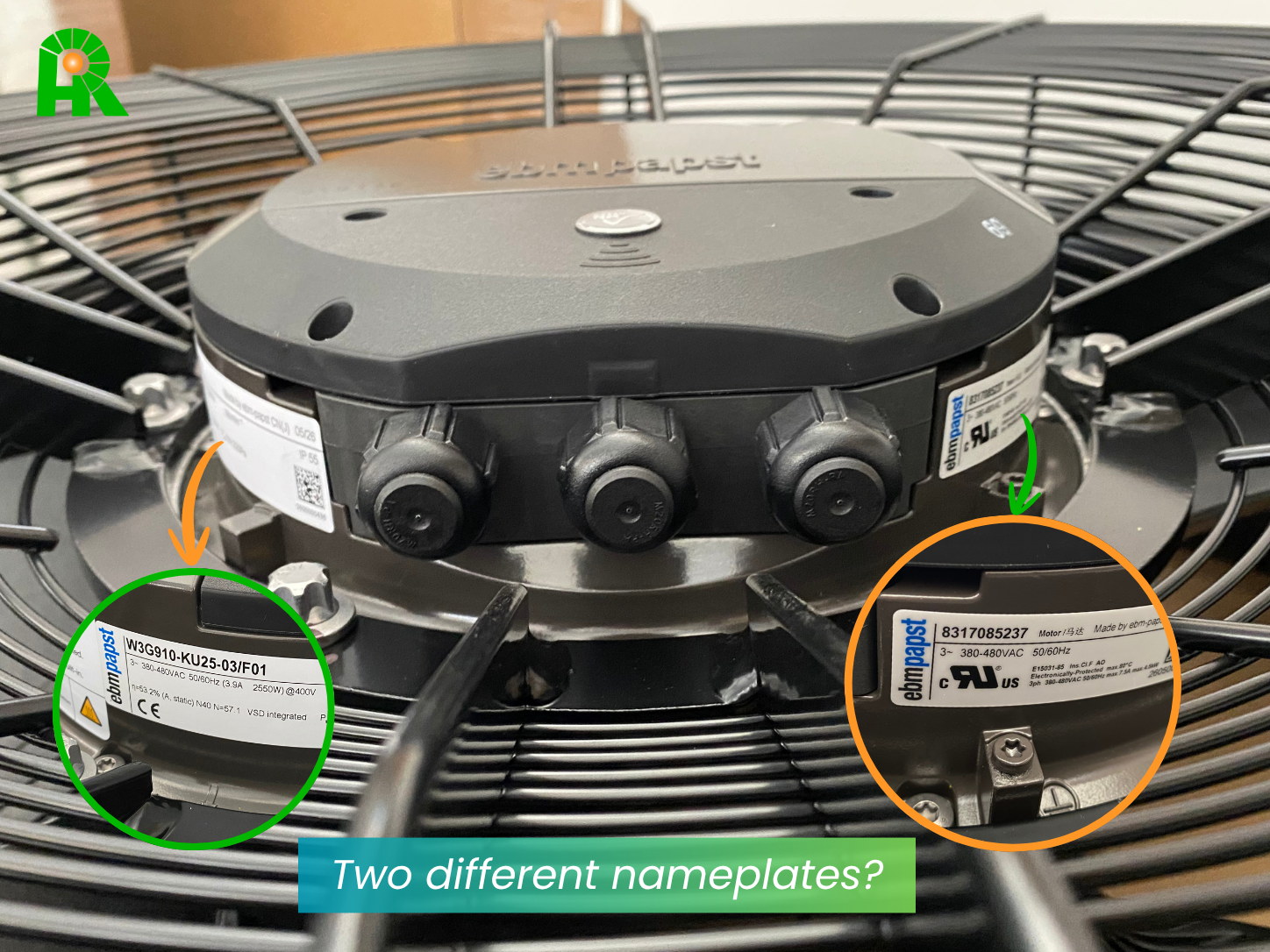 This fan carries a second label on the motor